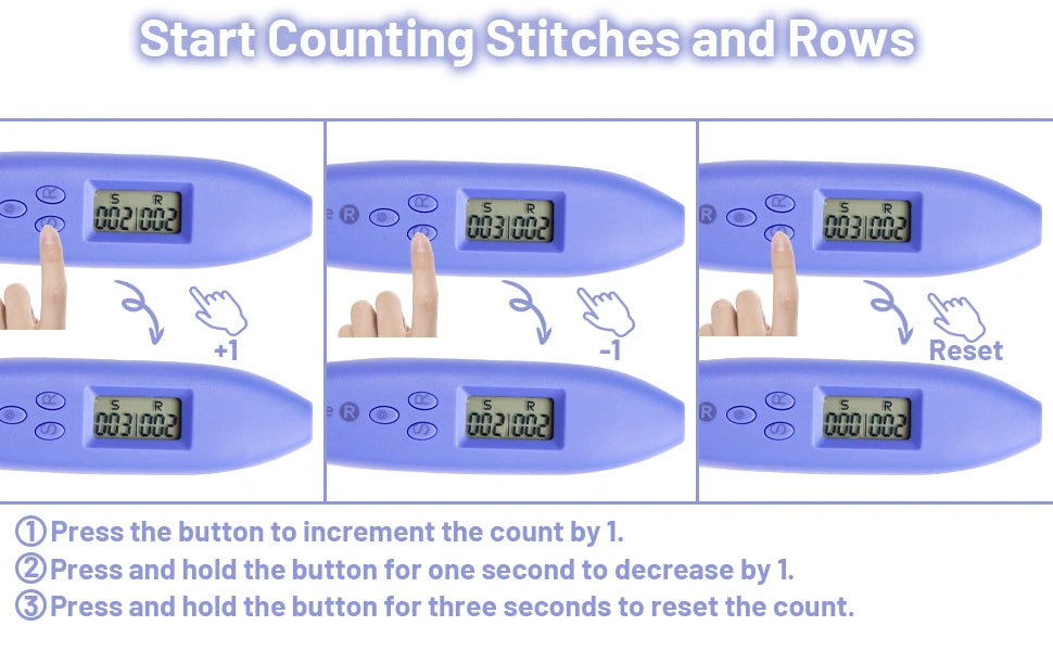 Ergonomski komplet kvačk z LED lučko in števcem vrstic (12 velikosti, 2,5–8 mm)
