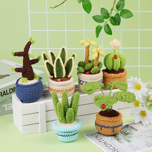 DIY Crochet Plant Kit – 6 Potted Plants