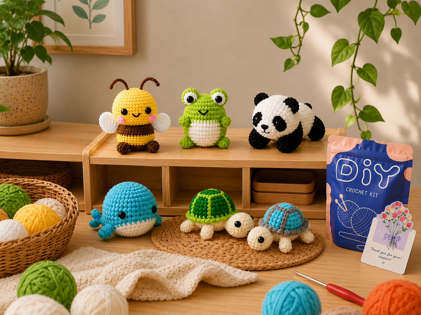 Beginner-Friendly Animal Crochet Kit (DIY Set)