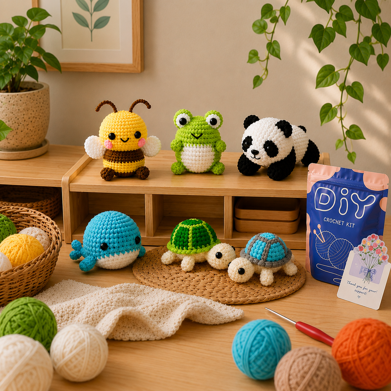 Beginner-Friendly Animal Crochet Kit (DIY Set)