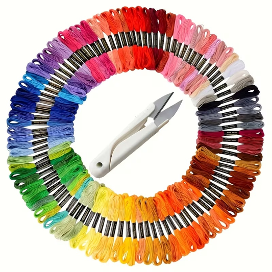 50-Color Embroidery Floss Set with Thread Snips