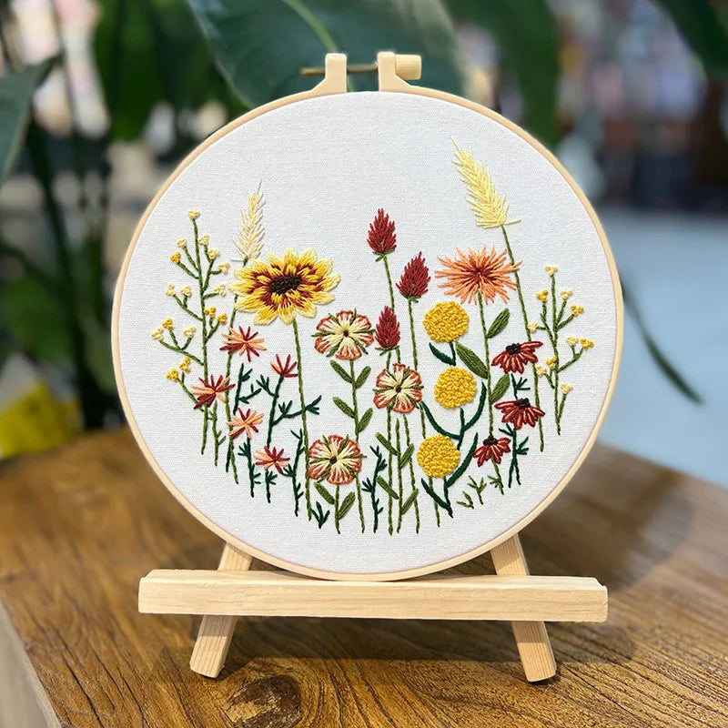 Embroidery Kit with or without Hoop – Floral Designs