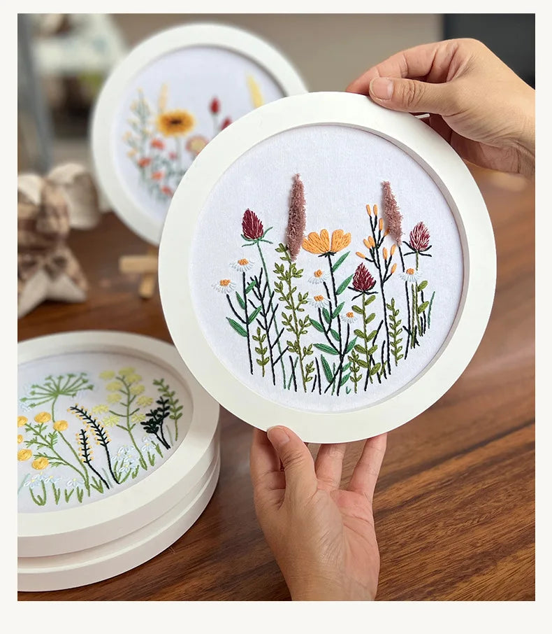 Embroidery Kit with or without Hoop – Floral Designs