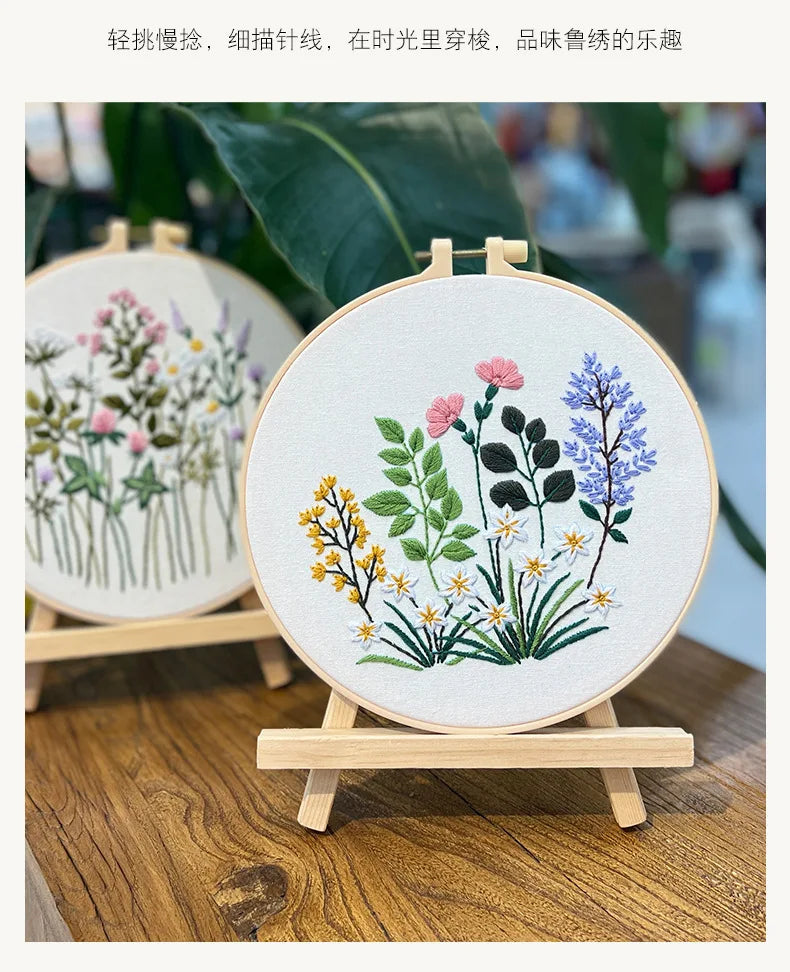 Embroidery Kit with or without Hoop – Floral Designs