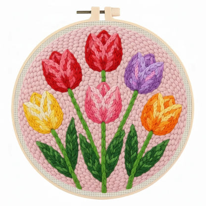 Punch Needle set 20×20 cm – cvetlični vzorci za vezenje