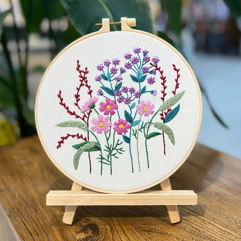 Embroidery Kit with or without Hoop – Floral Designs