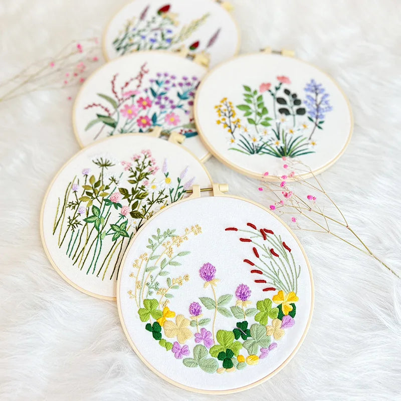 Embroidery Kit with or without Hoop – Floral Designs