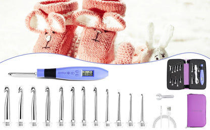 Ergonomski komplet kvačk z LED lučko in števcem vrstic (12 velikosti, 2,5–8 mm)