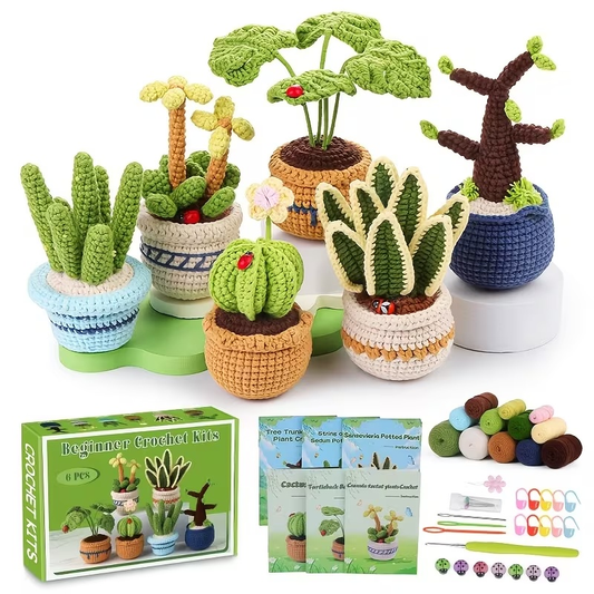 DIY Crochet Plant Kit – 6 Potted Plants
