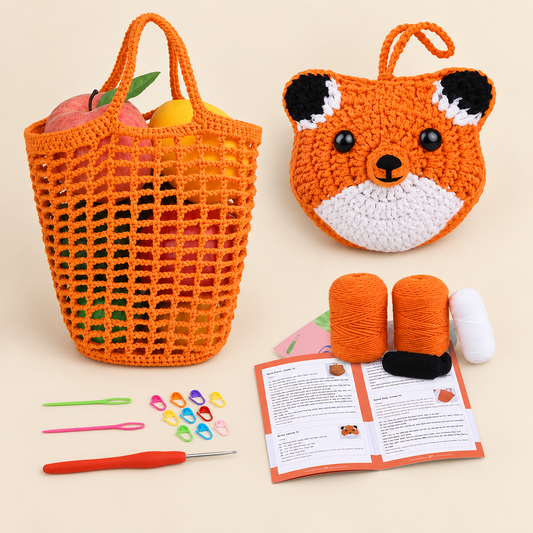 DIY Foldable Fox Crochet Bag Kit