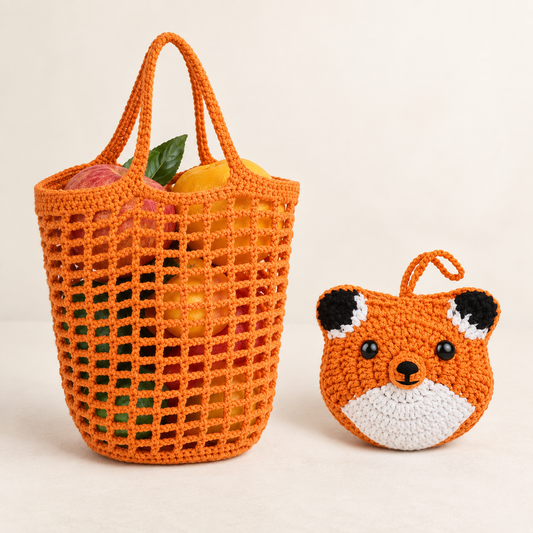 DIY Foldable Fox Crochet Bag Kit