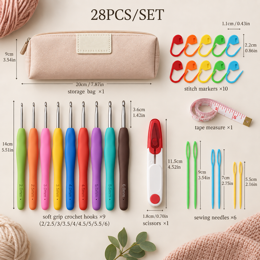 28-Piece Crochet Tool Set with Storage Bag